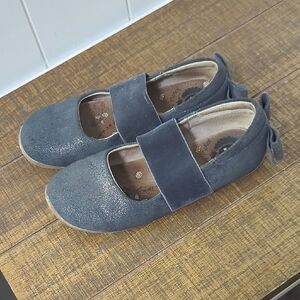 Livie And Luca Leather Aria Navy Blue Mary Jane Shoes with Bow